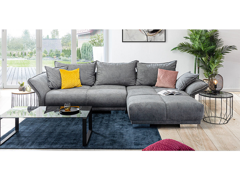 Canapé d'angle BOTEGA tissu gris