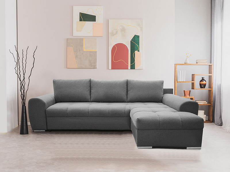 Canapé d'angle FLOW tissu gris