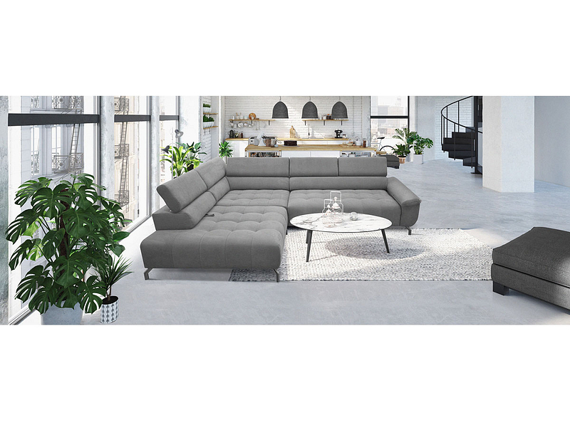 Canapé d'angle ROBLO tissu gris