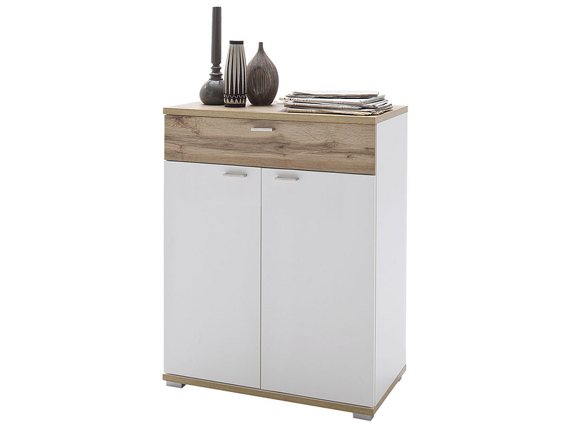 Commode NATURE 2 portes 1 tiroir blanc