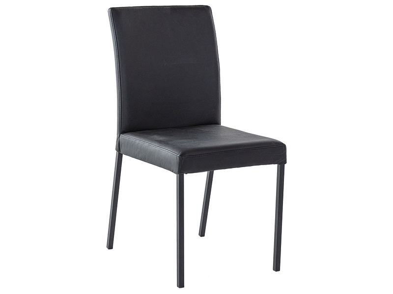 Chaise DORA cuir véritable noir
