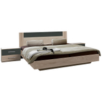 Image of Set Bett mit 2 nachttischen ANGELA 160 cm x 200 cm dekor eiche grau