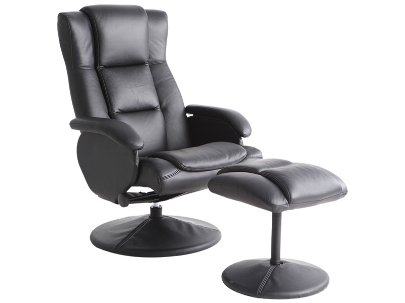 Fauteuil relax ROMY cuir synthétique noir