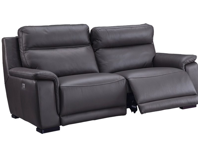 3er Sofa LOUVRE Echtleder grau