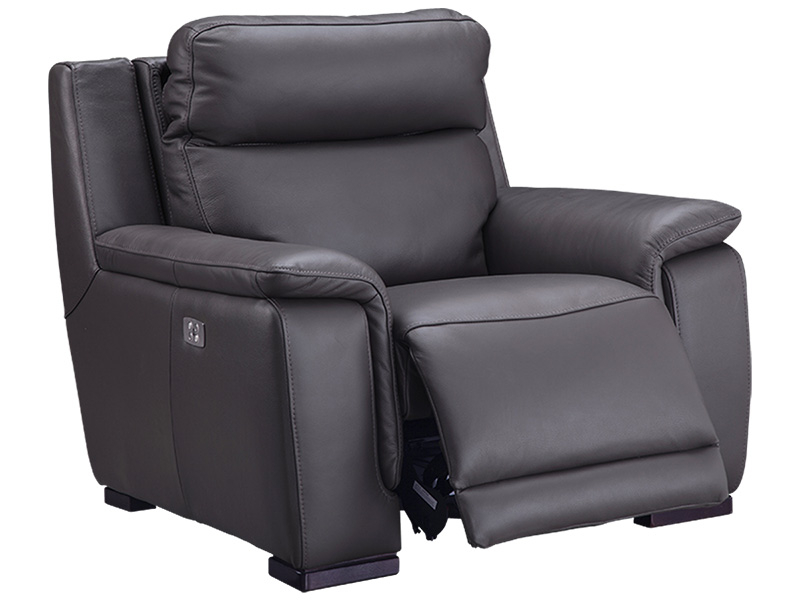 Fauteuil relax LOUVRE cuir véritable gris