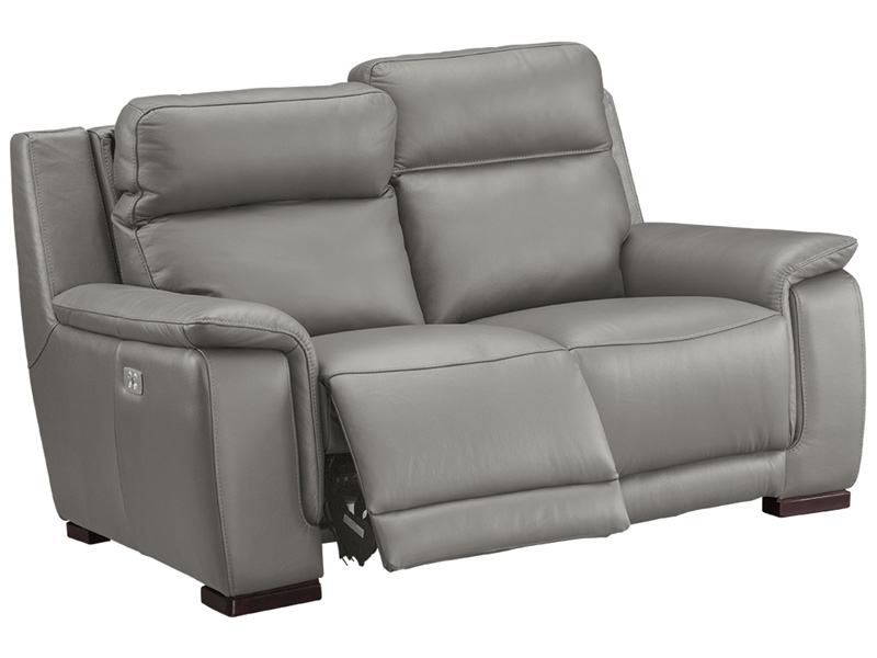 2er Sofa LOUVRE Echtleder grau