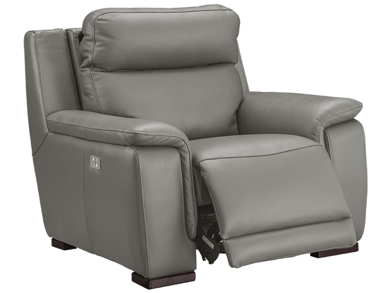Fauteuil relax LOUVRE cuir véritable gris