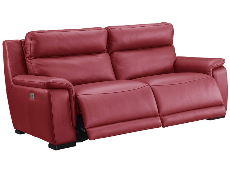 3er Sofa LOUVRE Echtleder rot