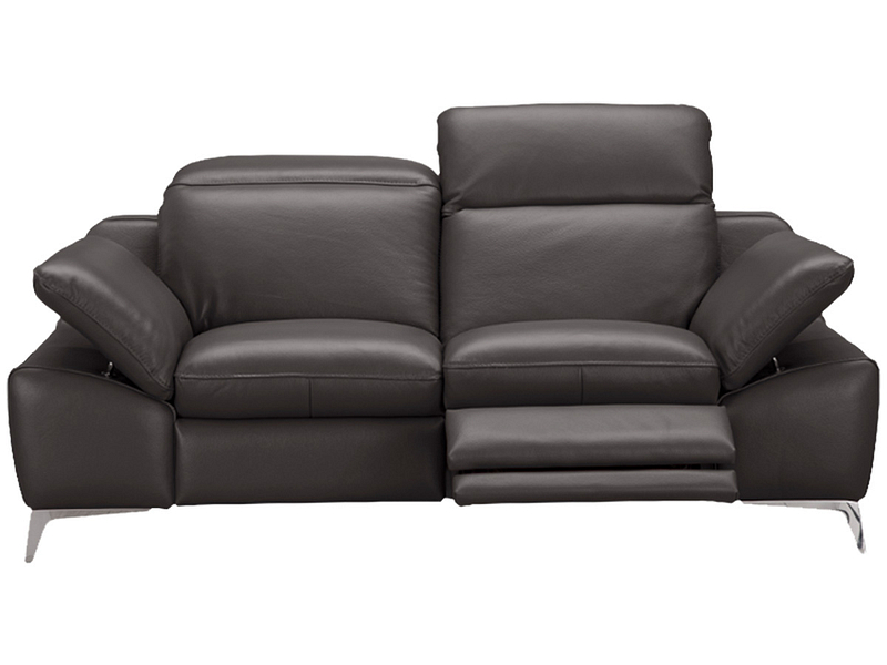 Canapé 2 places ROMEO cuir véritable gris foncé