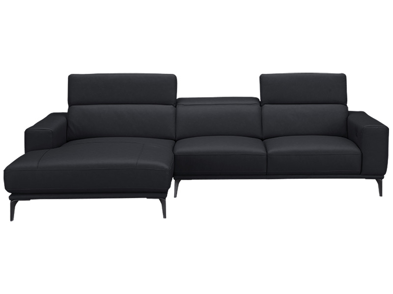 Ecksofa LINO Echtleder schwarz