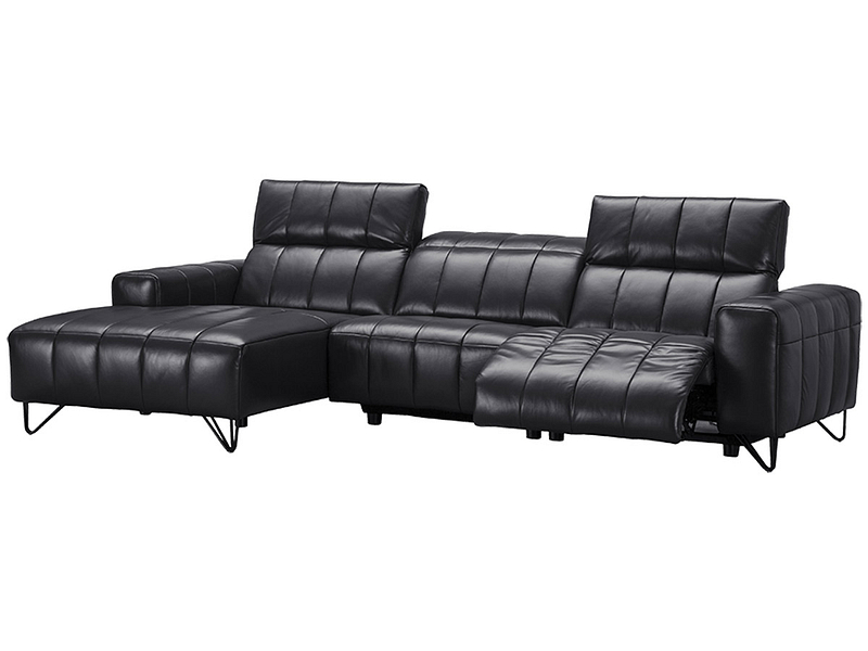 Ecksofa ANGELA 100% Leder schwarz