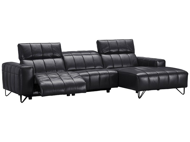 Canapé d'angle ANGELA 100% cuir noir