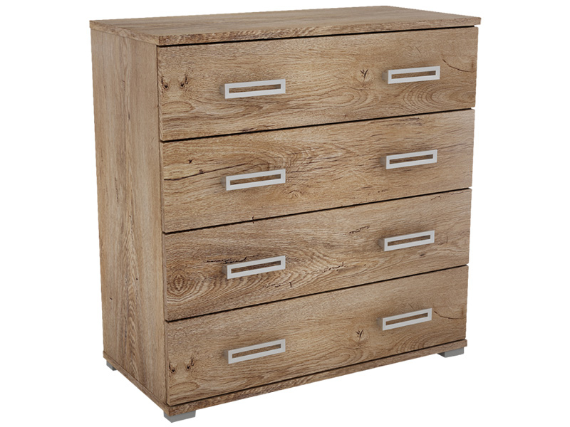 Commode LORIE III 4 tiroirs chêne burgund
