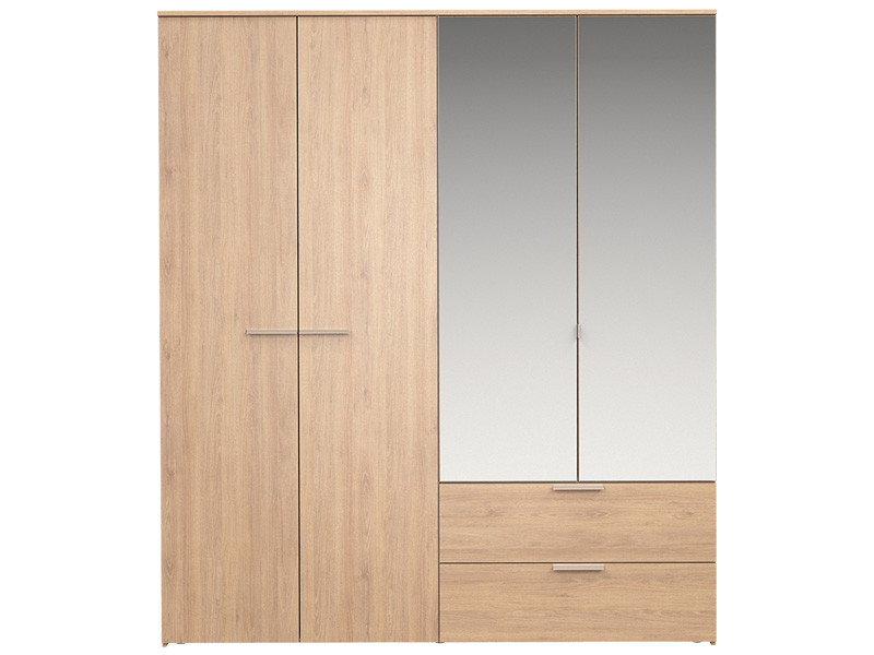 Armoire TEMPO 4 portes battantes 2 tiroirs chêne