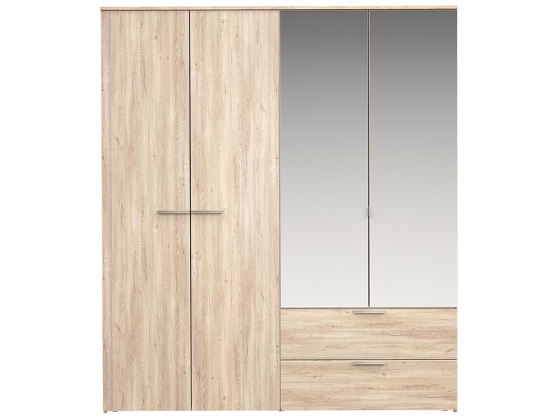 Armoire TEMPO 4 portes battantes 2 tiroirs chêne