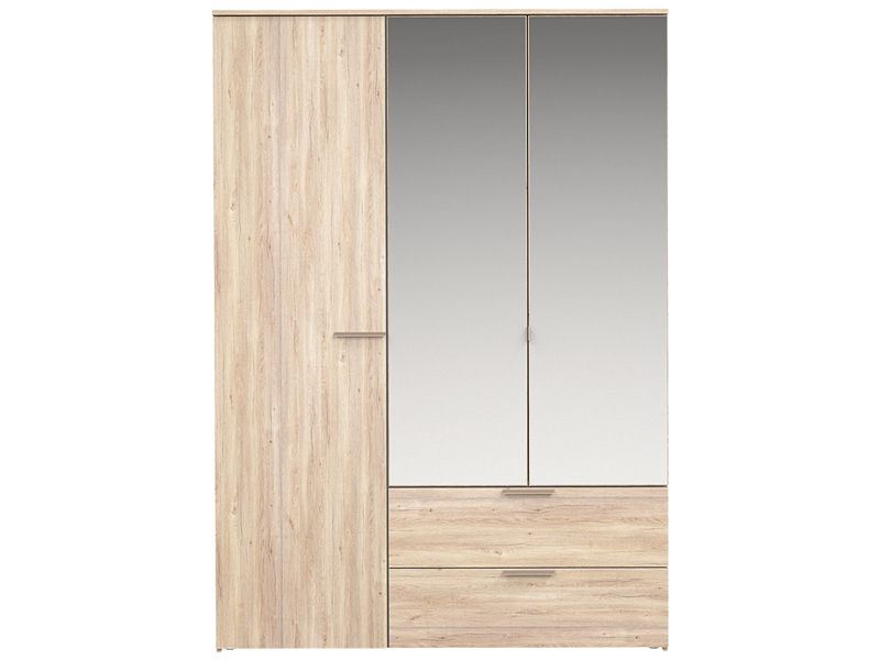 Armoire TEMPO 3 portes battantes 2 tiroirs chêne
