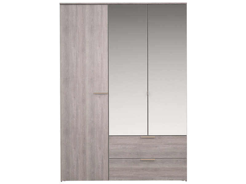 Armoire TEMPO 3 portes battantes 2 tiroirs chêne