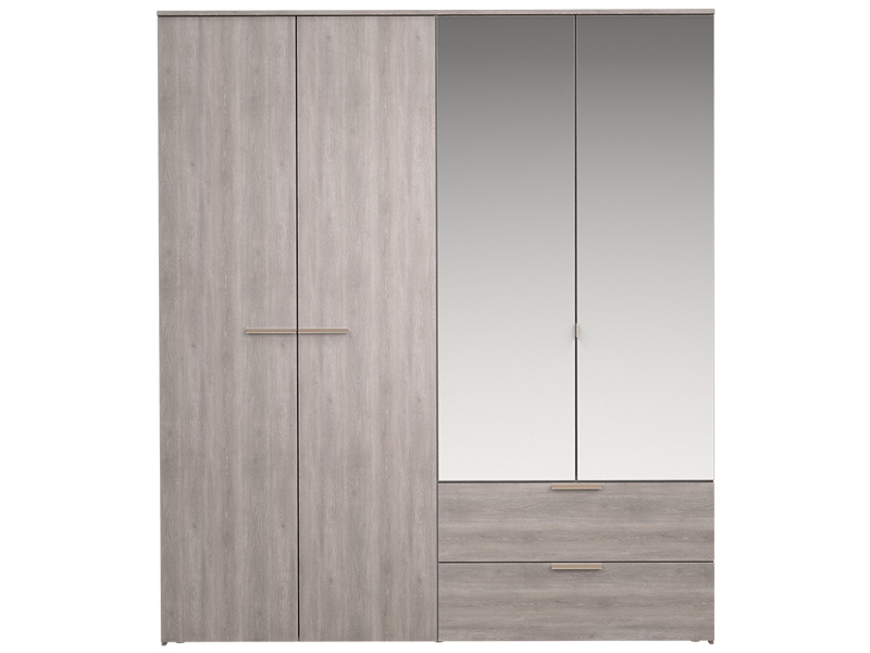 Armoire TEMPO 4 portes battantes 2 tiroirs chêne