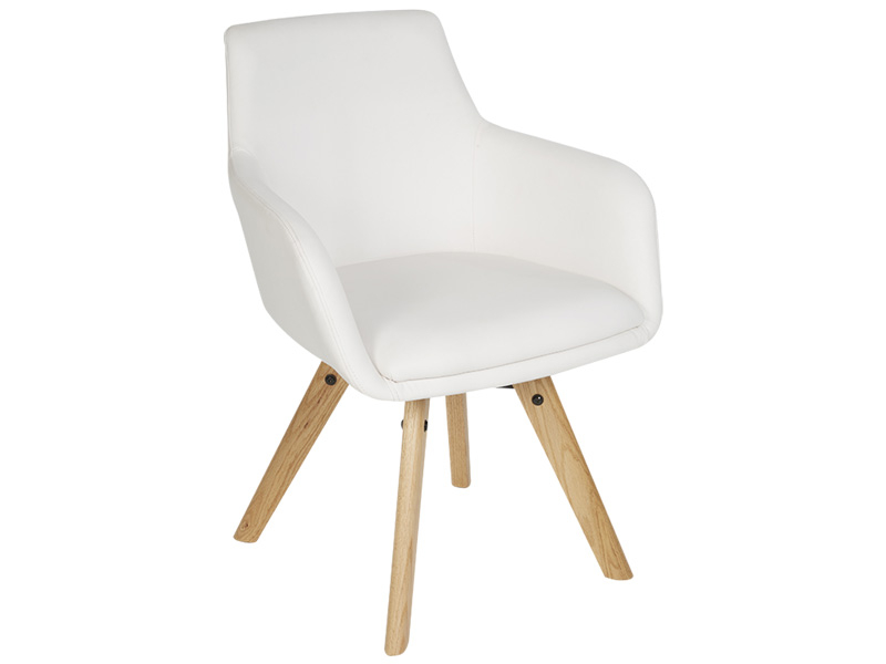 Stuhl TOE Synthetisches Leder weiss, buche