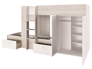 Hochbett TRENDY 90x200cm weiss,natürliches holz,holz