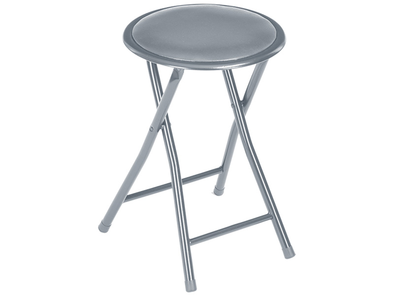 Hocker FOLK PVC grau, silberfarben