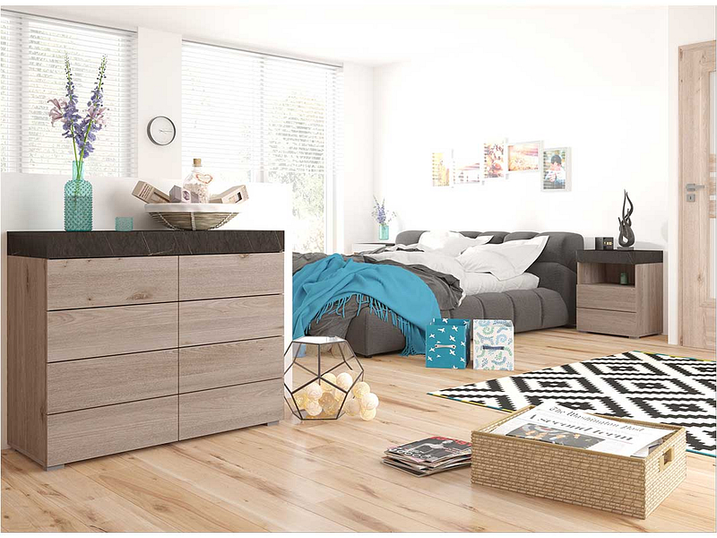 Kommode QUARTZ 8 Schubladen eiche