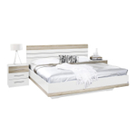 Image of Set Bett mit 2 nachttischen TARRAGONA 160 cm x 200 cm dekor eiche