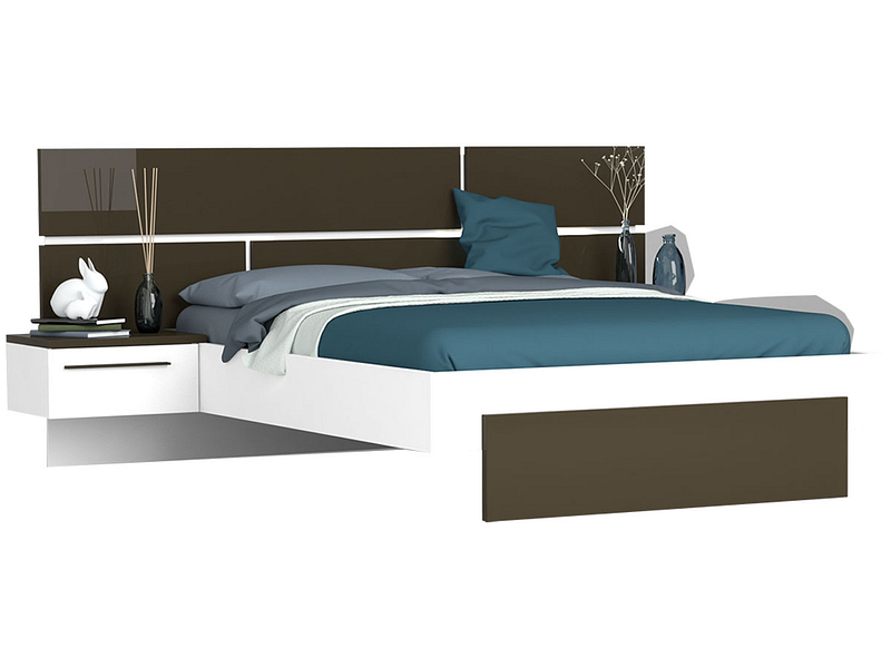 Bett PRADO 180x200cm Lackiert, Glitzernd weiss, anthrazit