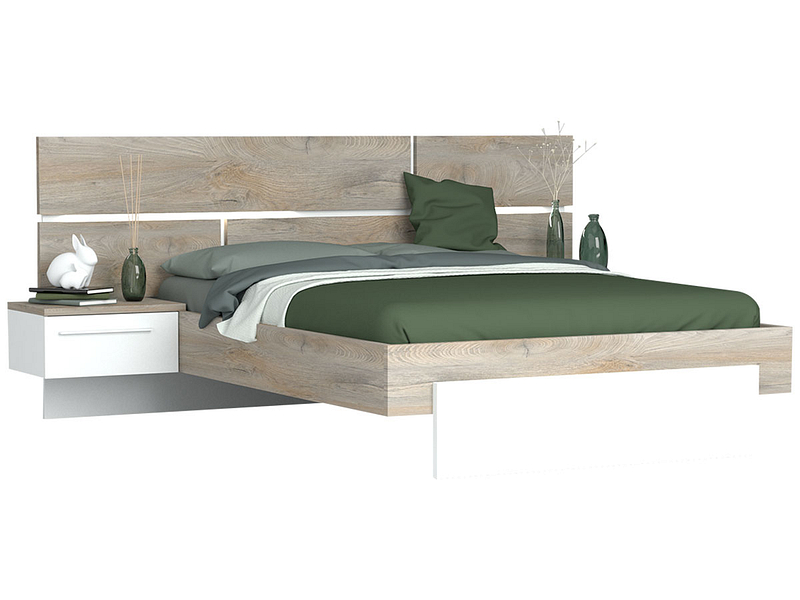 Bett PRADO 180x200cm Matt weiss, eiche