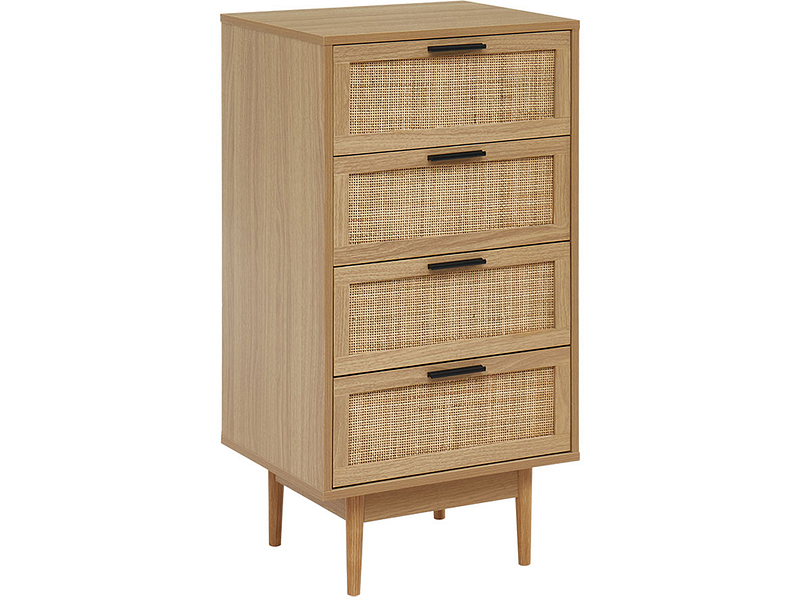 Kommode AMANA 4 Schubladen Spanplatte,Rattan holz
