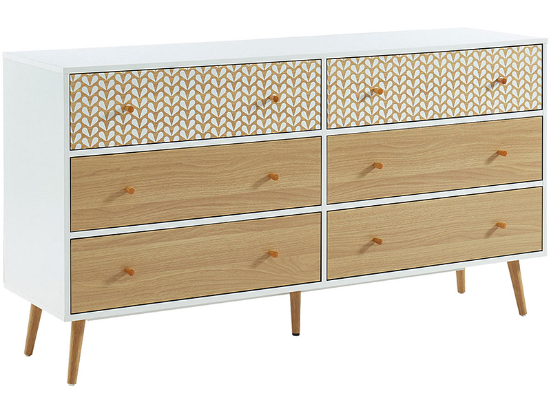 Kommode CAPUCINE 6 Schubladen Spanplatte weiss