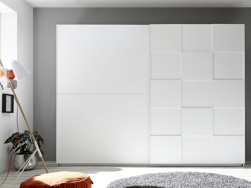 Schrank FIRENZE 2 Schiebetüren 2 Schubladen weiss
