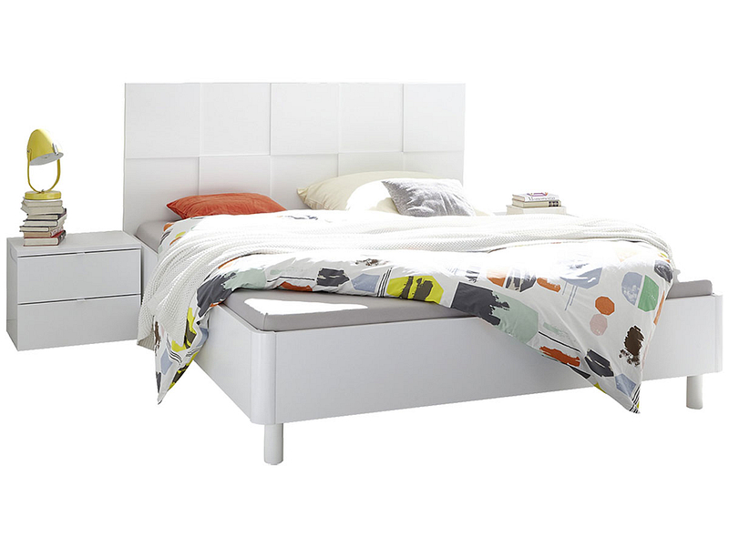 Bett mit 2 Nachttischen FIRENZE 160x200cm Lackiert weiss