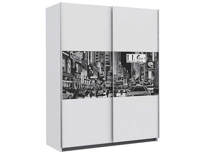 Armoire NEW YORK 2 portes coulissantes blanc