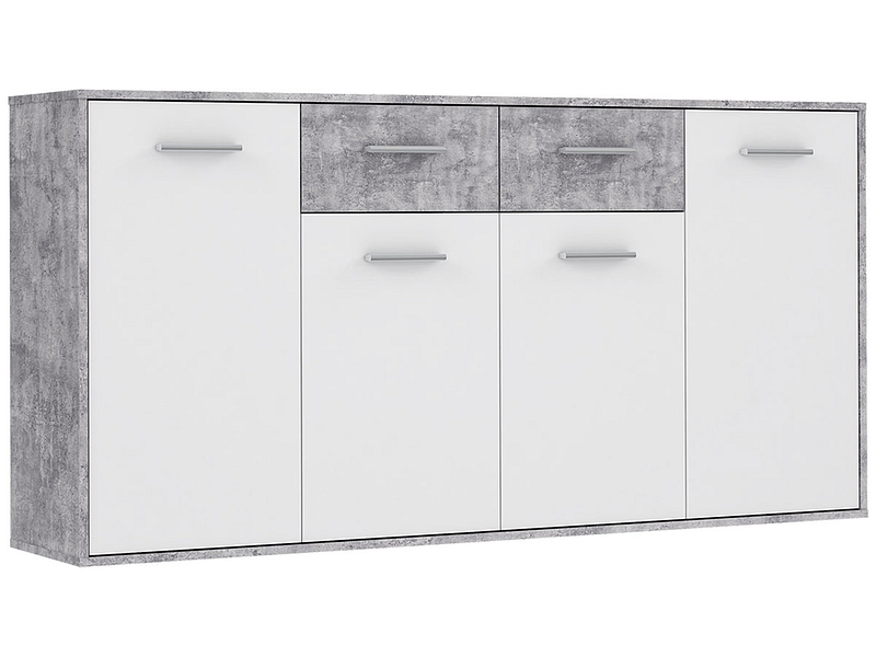Commode ANTUZA 4 portes 2 tiroirs blanc
