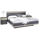 Image of Set Bett mit 2 nachttischen TARRAGONA II 160 cm x 200 cm dekor eiche
