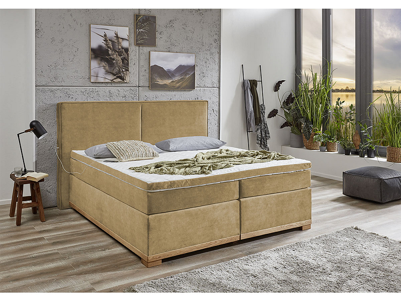 Boxspringbett RIEDERALP 140x200cm senffarben