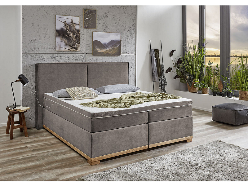 Boxspringbett RIEDERALP 140x200cm taupe
