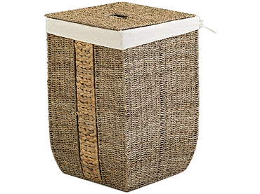 Wäschekorb TRAN natürlich,holz,weiss 39x39x58cm