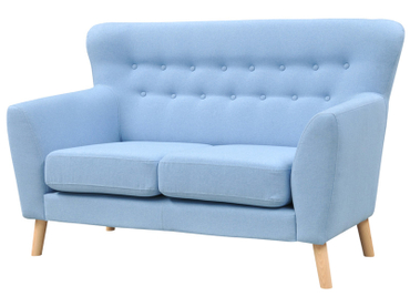 2er Sofa LEEDS Stoff hellblau