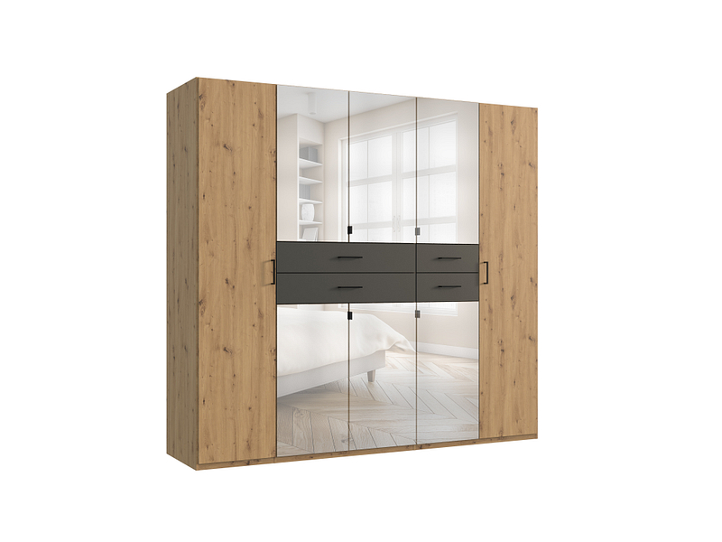 Drehtürenschrank TAMPA 8 Drehtüren 4 Schubladen artisan eiche