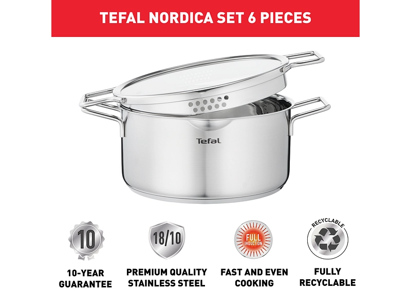Kochset NORDICA TEFAL 3 pièces stahl rostfrei Edelstahl
