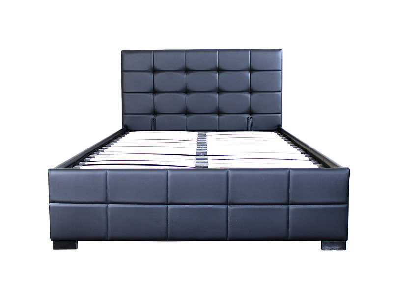 Bett MONZA BLACK 140x200cm Lederlook schwarz